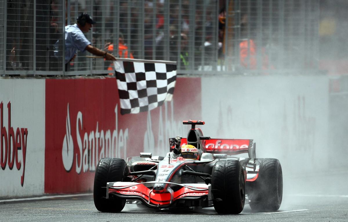 Flawless: Lewis Hamilton hardly put a foot wrong at the 2008 British GP, winning a wet race by a margin of 68 seconds. | Photo credit: Getty Images