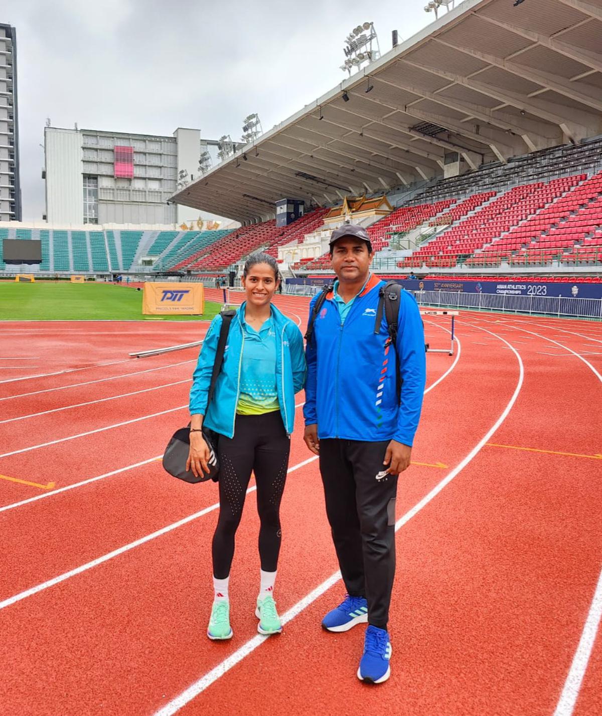 Shaili Singh and her coach Robert Bobby George in Bangkok. 