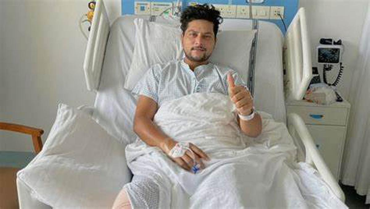 Kuldeep Yadav after his knee surgery.