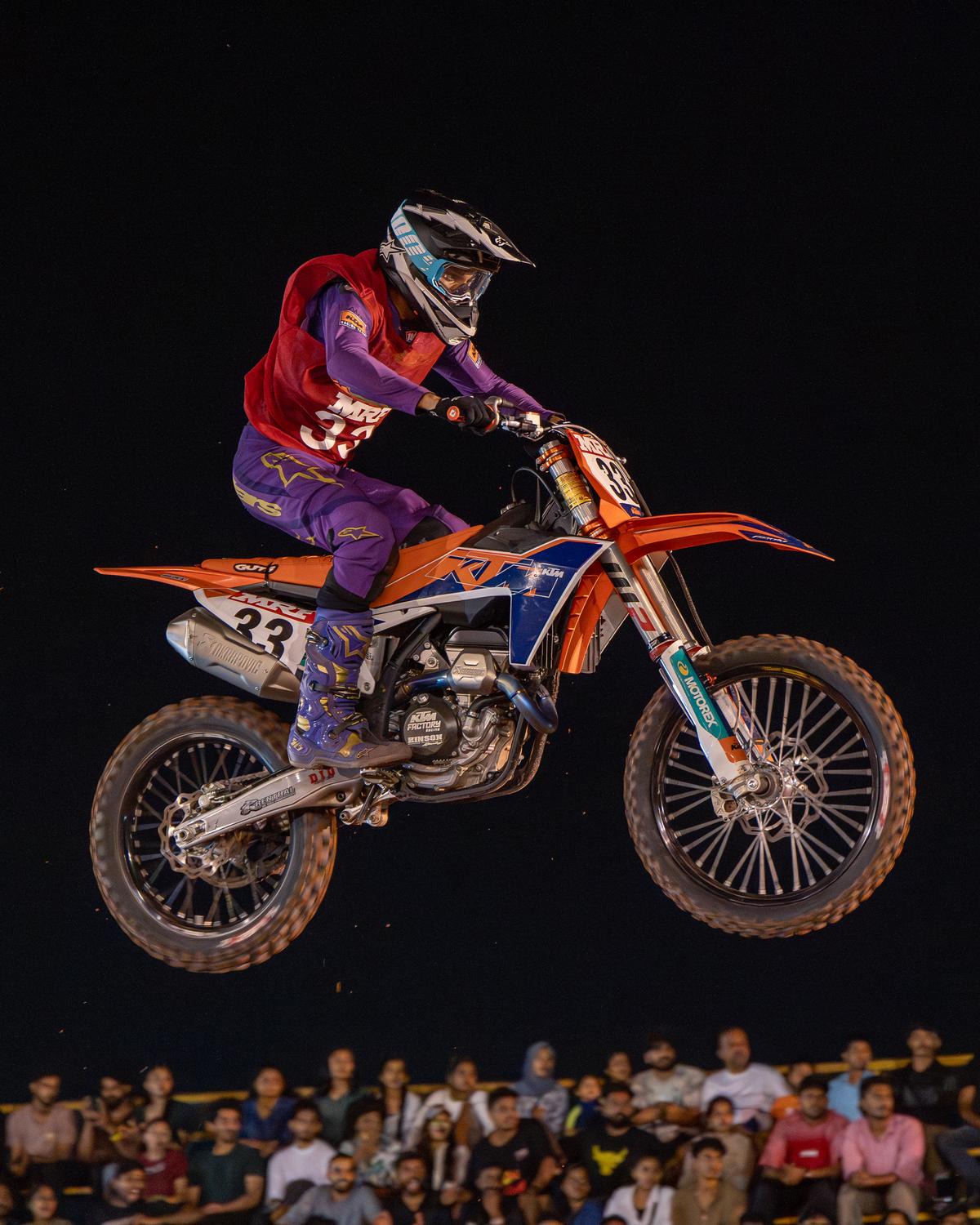 KTM Motorsports’ Shlok Ghorpade who emerged as the overall winner of the National Supercross Championship’s six-round series after finishing second in the final round in Kochi. Photo: Special arrangement