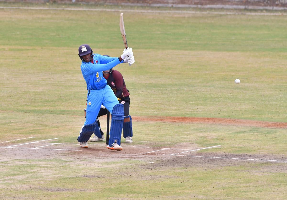 Angkrish Raghuvanshi who scored a fluent 41 against Nagaland in the Syed Mushtaq Ali Trophy T-20 cricket championship Group E match at Gymkhana Ground in Hyderabad on Sunday, December 1, 2024.