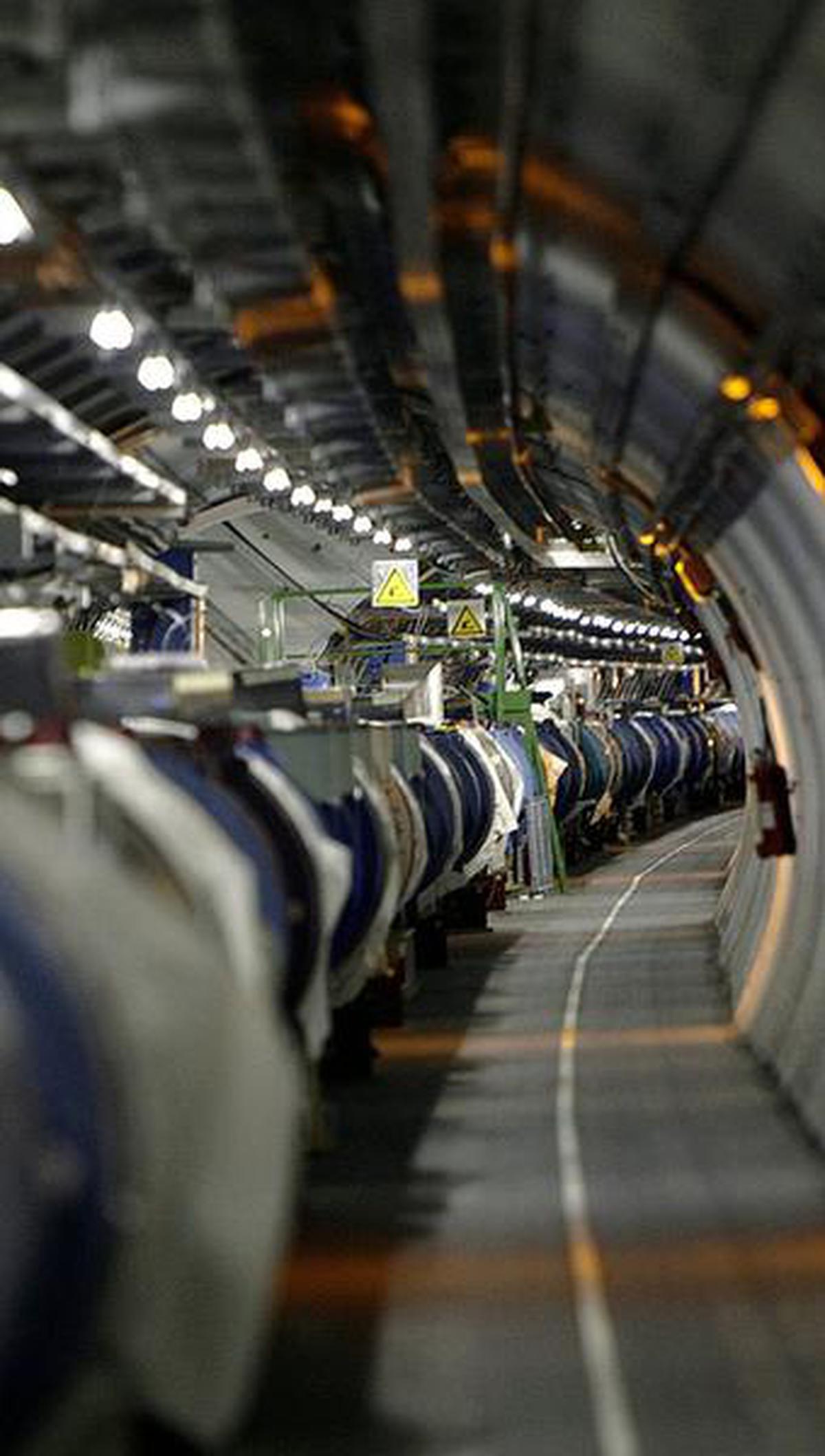 A view of the LHC in its tunnel at CERN, near Geneva, Switzerland.
