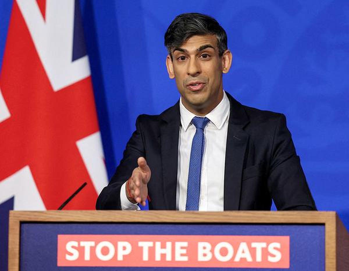 File photo of British Prime Minister Rishi Sunak speaking during a press conference in Downing Street.