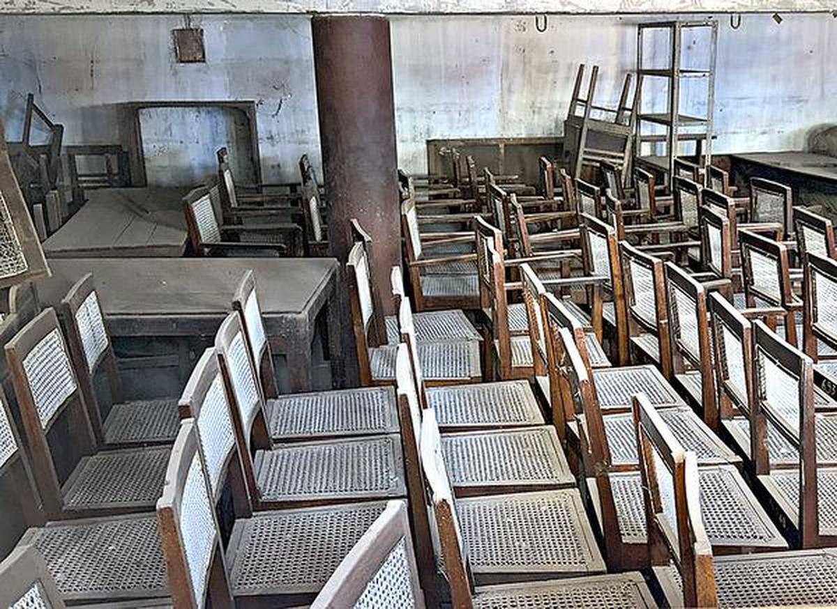 The air raid protection shelter that has been turned into a library in Shalibanda in Hyderabad. The air raid protection shelter that has been turned into a library in Shalibanda in Hyderabad.