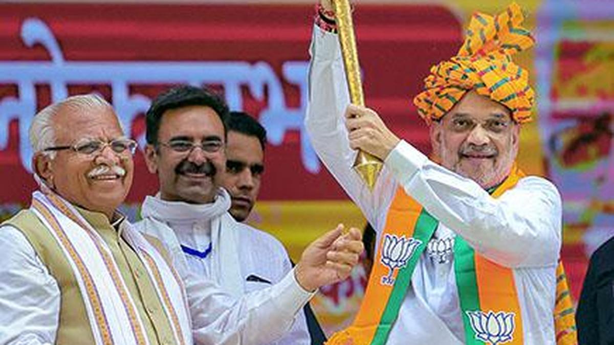 In Haryana, Amit Shah hits out at Congress, pitches for BJP’s ‘strong India’ slogan