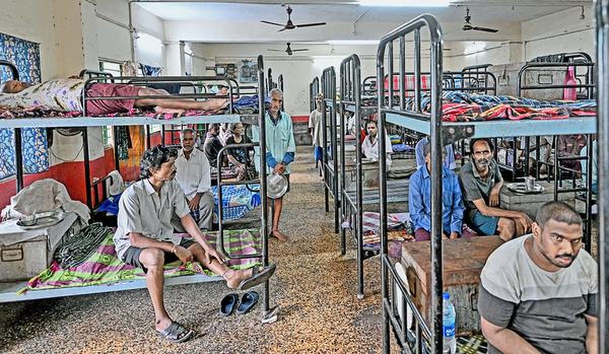 Homeless people at the GVMC Night Shelter in TSR Complex at Dwaraka Nagar in Visakhapatnam. Homeless people at the GVMC Night Shelter in TSR Complex at Dwaraka Nagar in Visakhapatnam.