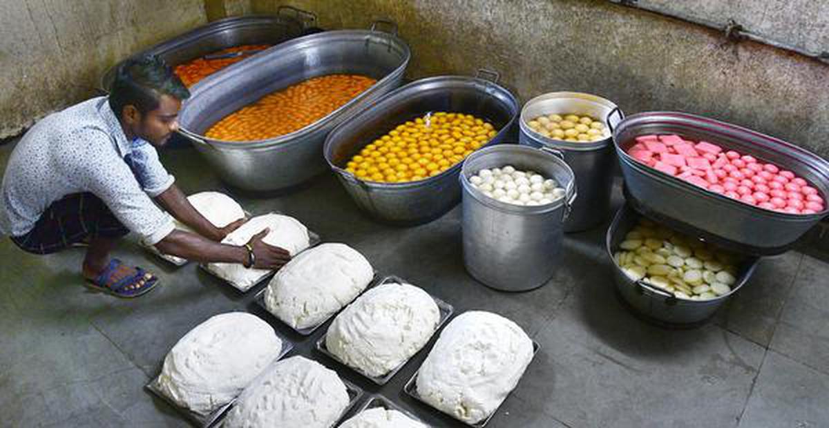 A worker at a sweet shop in Kalkaji, New Delhi.