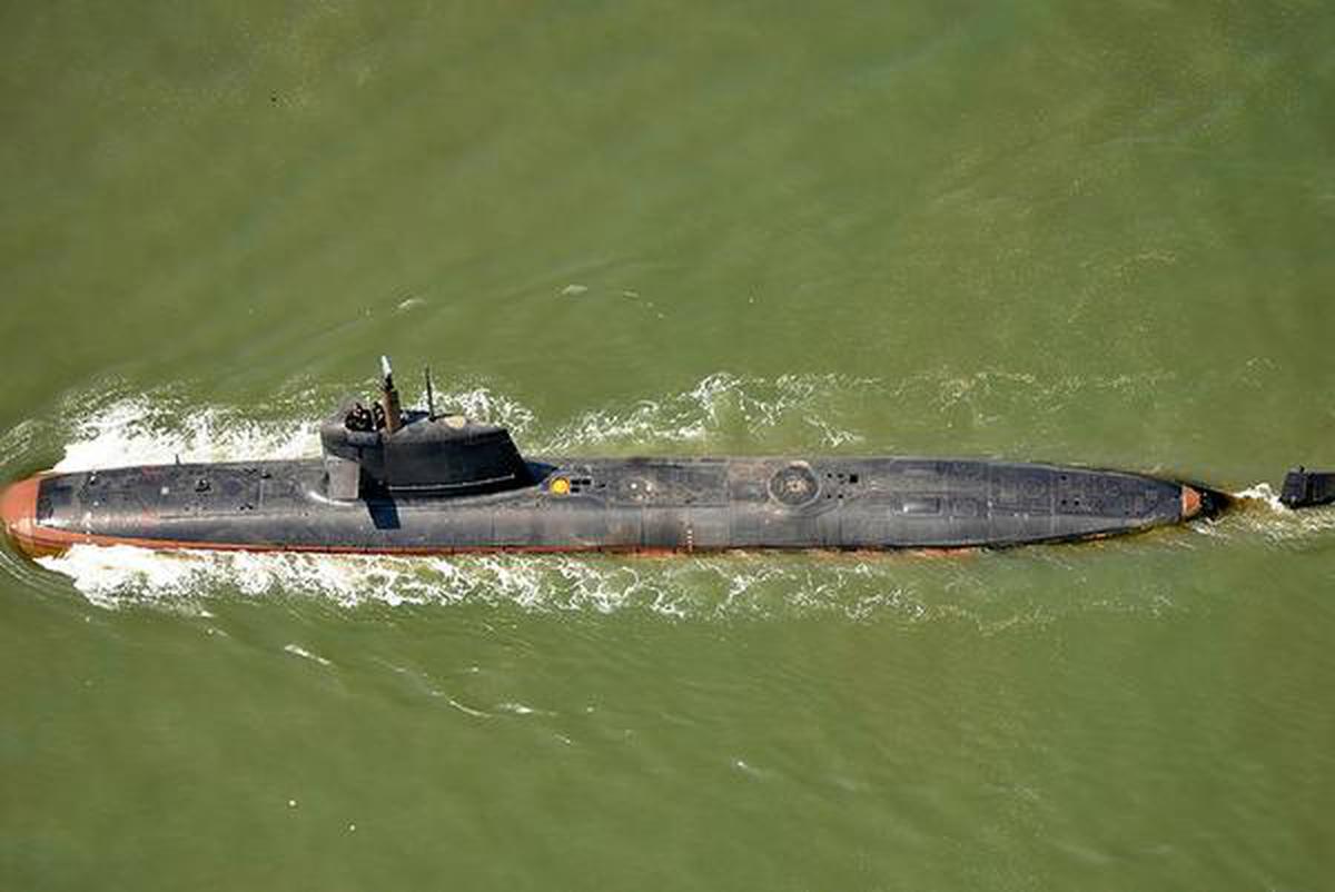 A file photo of the Scorpene submarine INS Kalvari off the coast of Mumbai. AFP