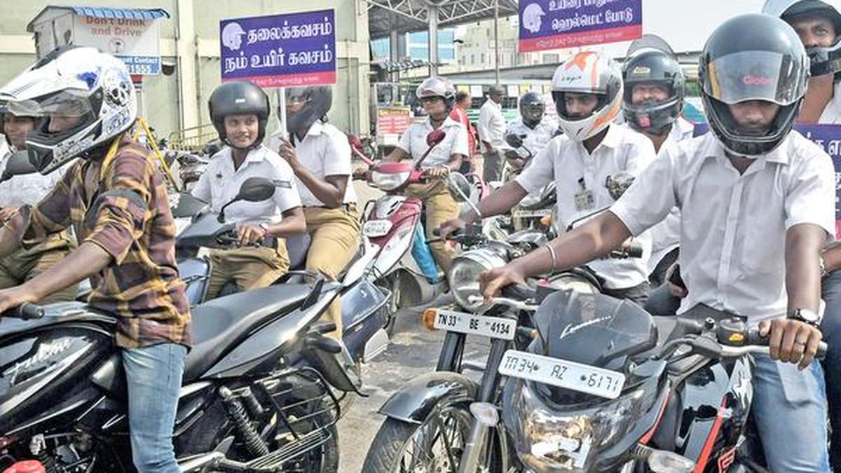 Helmet awareness rally taken out The Hindu