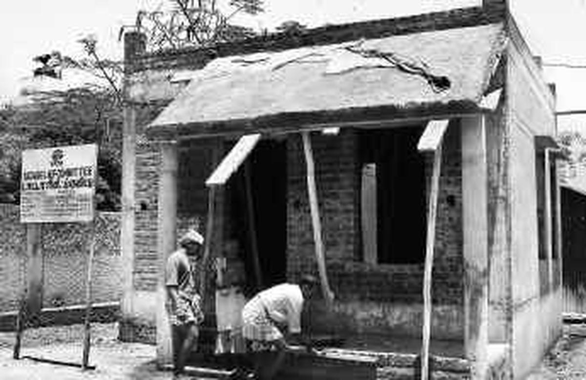 A model house being constructed under the aegis of the Tata Relief Committee at Akkaraipettai, Nagapattinam District.