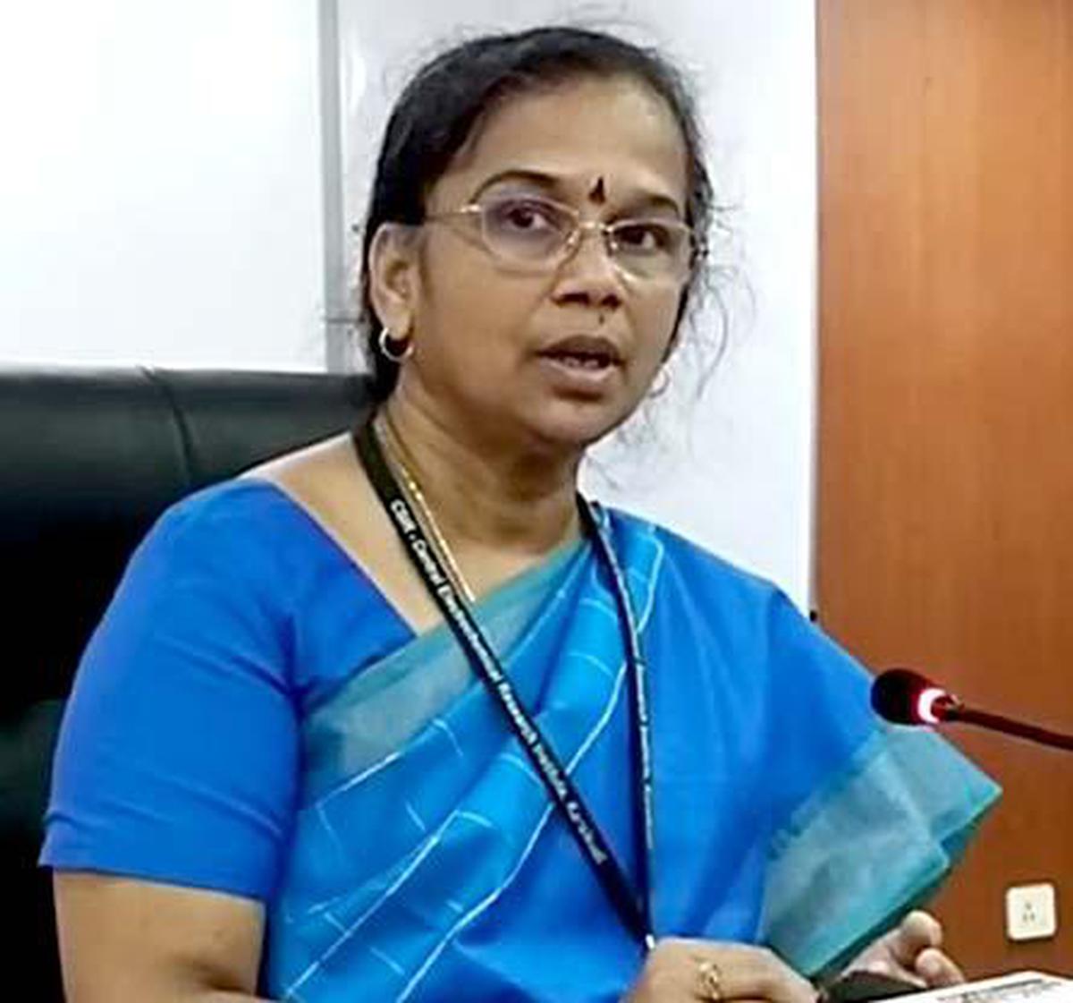 N. Kalaiselvi, appointed as the chief of the CSIR, the first woman in the position, addresses a press conference in Karaikudi in August 2022.